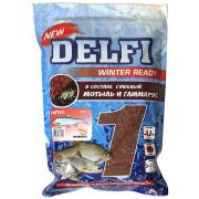 Прикорм зимний увлажненный ICE Ready Рипус/Delfi/, 500г, аромат креветка, красный+блестки, кор.20шт