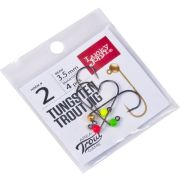 Вольфр.джиг-головка/Lucky John/, 4шт, 0.25гр., 3,5мм, кр.№2, зеленый/красный/золото/желтый