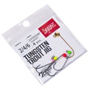 Вольфр.джиг-головка/Lucky John/,4шт,красн.0.25г/3,5мм,желт.0,2г/3,0мм,зел.0,2г/3,0мм,роз.0,15г/2,5мм