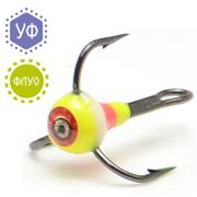 Тройник/Mustad/,  N16, желтый/красный/флуо/желтый с 3D глазком, 10шт