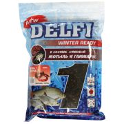 Прикорм зимний увлажненный ICE Ready Окунь+Плотва/Delfi/, 500г, аромат мотыль+червь, черный