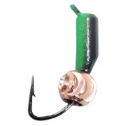 Морм.вольфр.«Безнасадка»/Олта/, 2,0мм, петля, черный+зеленый, латунь зефирка розовое золото, 0.4гр