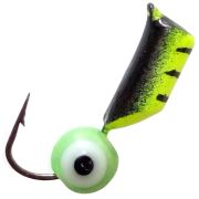 Морм.вольфр.«Безнасадка»/Олта/, 2.5мм, петля, желтый+черный, окуневый глаз зеленый, 0.5гр