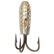 Морм.вольфр.«Чертик с рифлением» с отверстием, серебро, d2.9мм, 0.63гр, кр.№16, 5шт