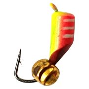 Морм.вольфр.«Безнасадка»/Олта/, 2,5мм, петля, худ.раскрас (красный), латунь зефирка золото, 0.6гр