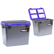 Ящик/Helios/ д/зимней рыбалки, без полки, 19л, без карманов, 320/390х257х320,5мм,пластик серый/синий