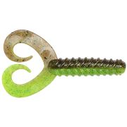 DTD90-OL27, Твистер «БАБОЧКА»/Олта/, коричневый с блестками/зеленый с блестками, 90мм, 8.0гр, 25шт