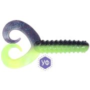 DTD90-PL06, Твистер «БАБОЧКА»/Олта/, зеленый/фиолетовый с блестками, 90мм, 8.0гр, 25шт