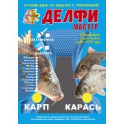 Прикорм MASTER карп, карась/Delfi/, 0.8кг, аромат клубника, цвет красный, коробка 15шт